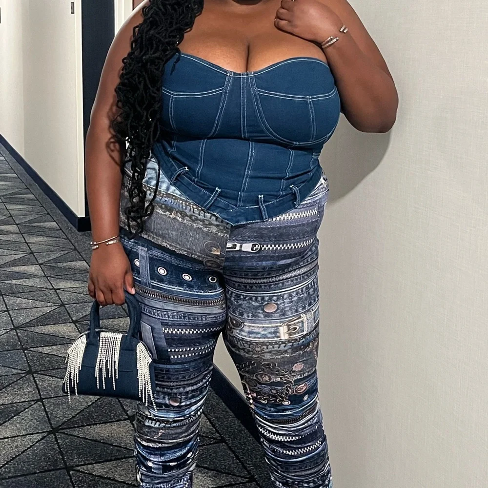 Denim Strapless Corset Top - Picture 4 of 4